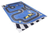 Blue Black Kids' Room Rug - Polyester Digital Print