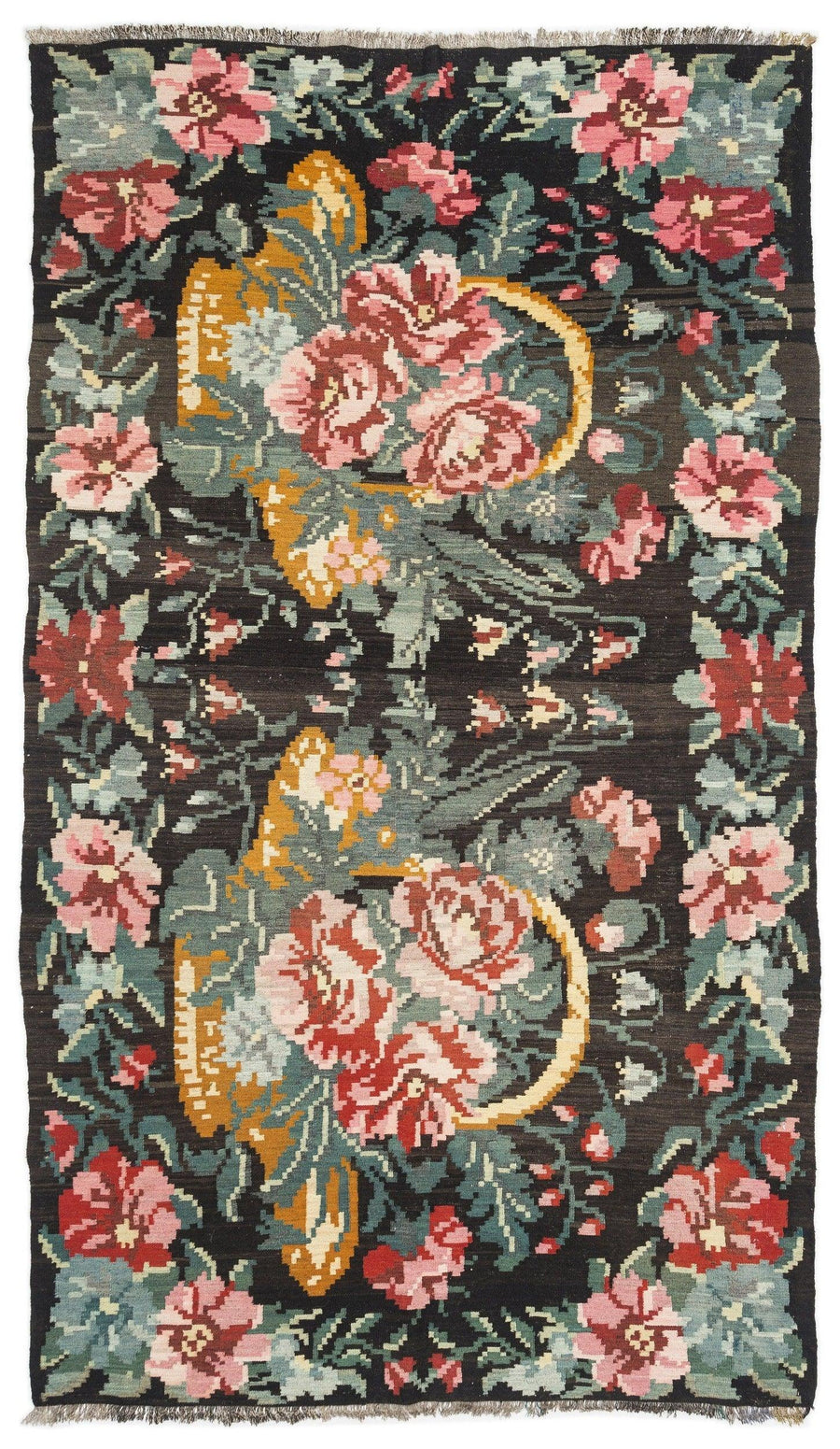 Kırmızı Karabağ Bohem Çiçekli Yün Halı 180x310 - Özel Seri