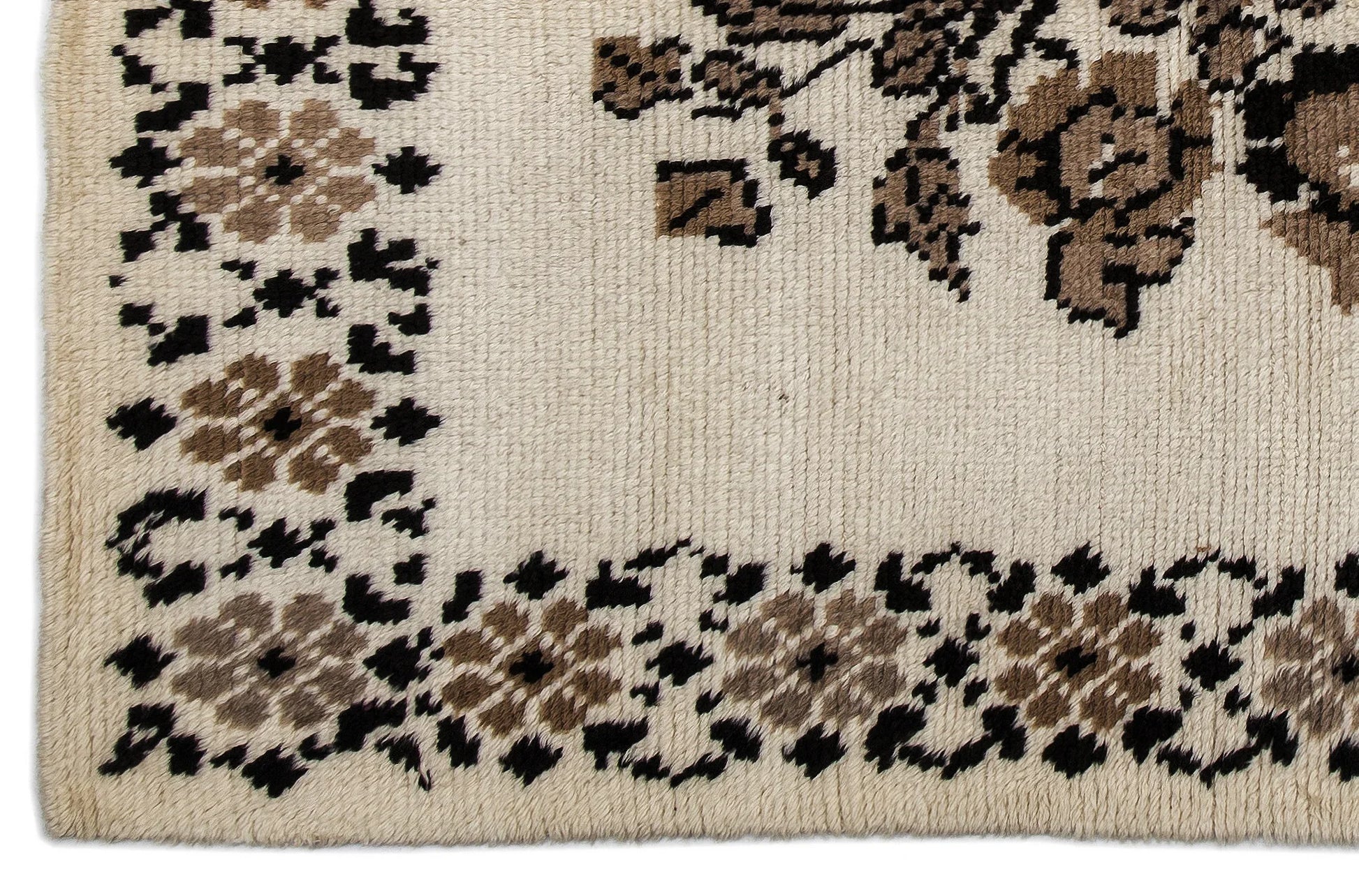 Bej Anadolu Çiçekli Yün Halı 170x215 - Özel Seri