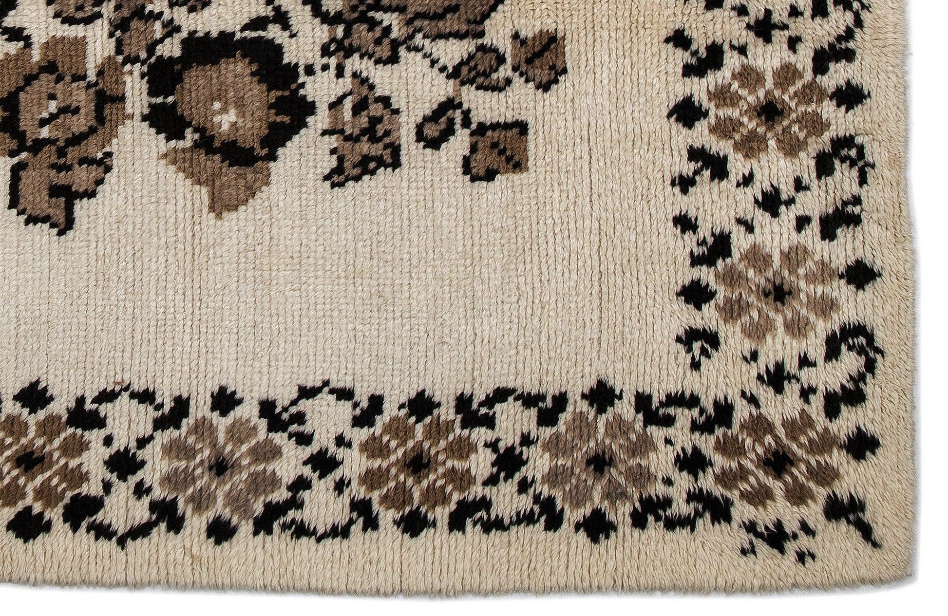 Bej Anadolu Çiçekli Yün Halı 170x215 - Özel Seri