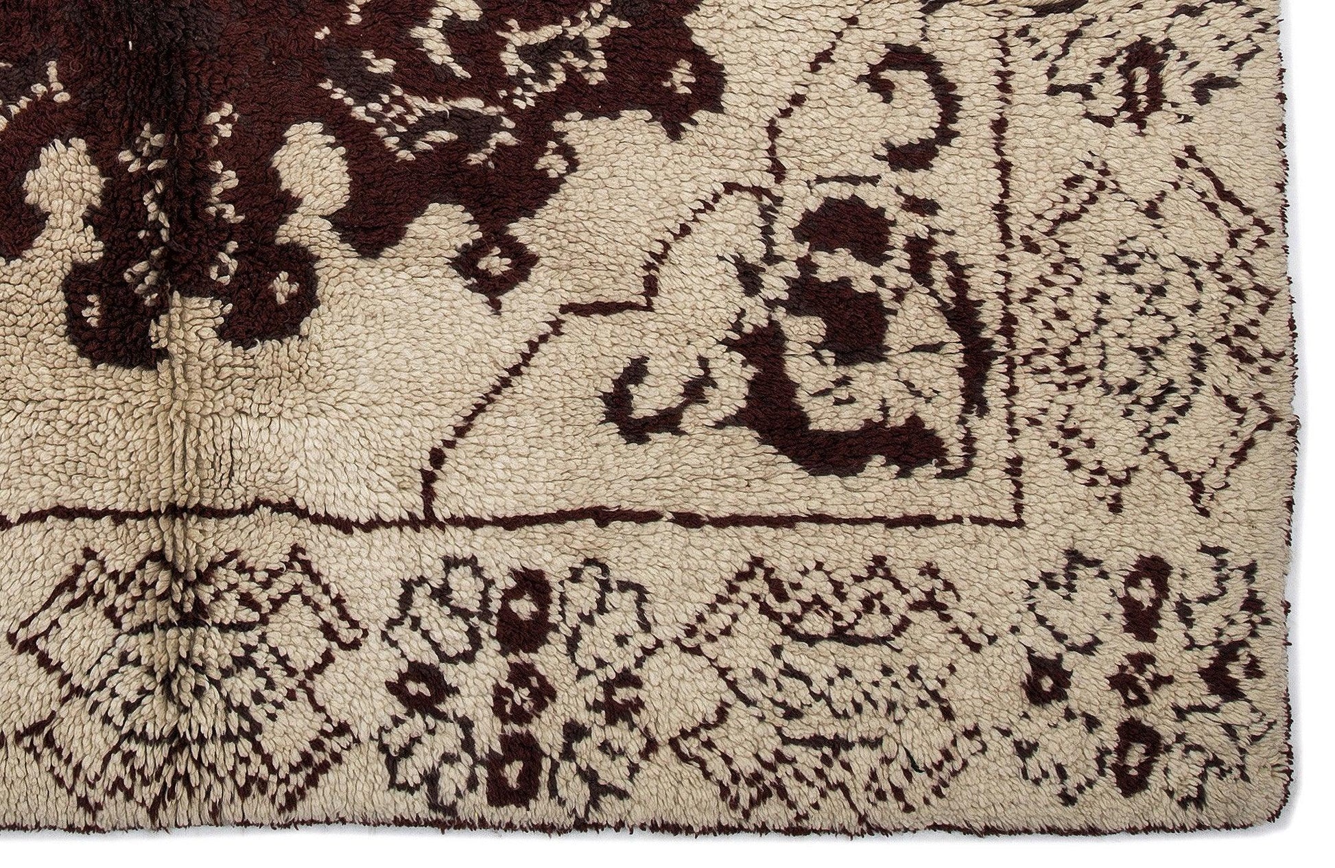 Bej Bohem Geometrik Yün Halı 165x210