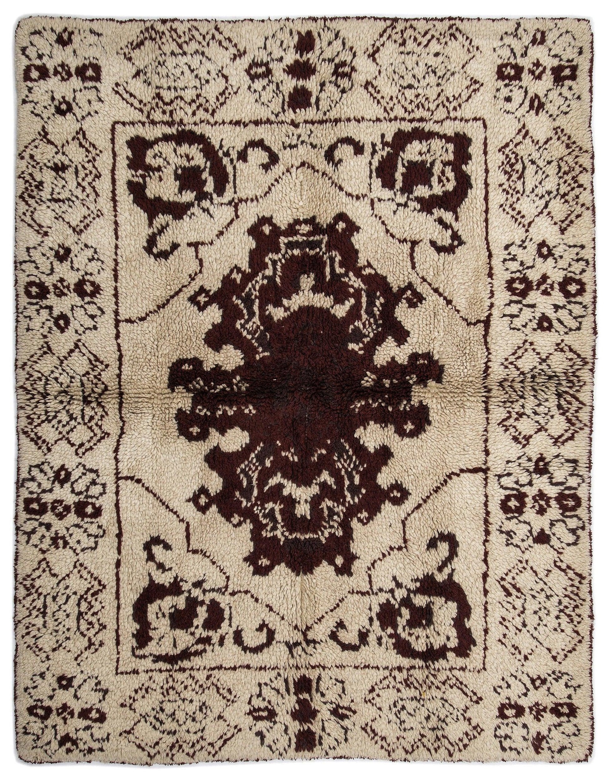 Bej Bohem Geometrik Yün Halı 165x210