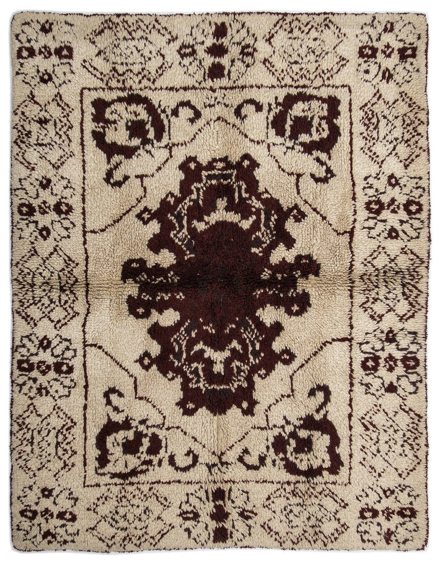 Bej Bohem Geometrik Yün Halı 165x210