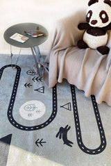 Grey Black Kids Room Rug - Polyester Digital Print