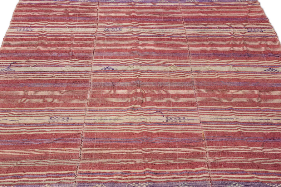 Kırmızı Anadolu Bohem Geometrik Yün Halı 171x234 - Özel Seri