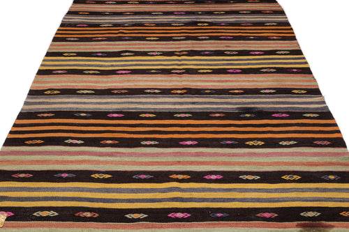 Girit Bej Çizgili Yün El Dokuma Halısı 166 x 376 Apex Unique