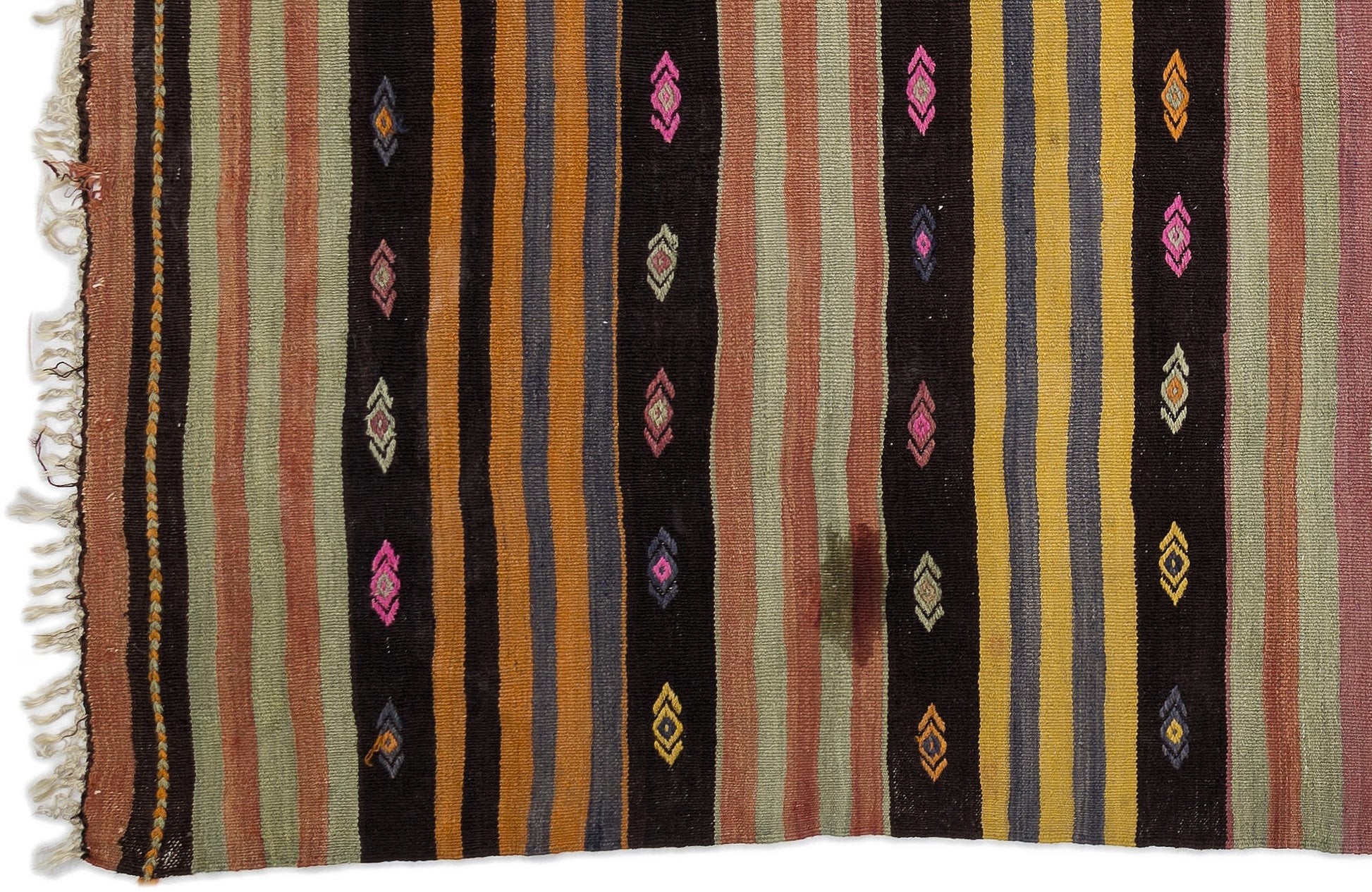 Girit Bej Çizgili Yün El Dokuma Halısı 166 x 376 Apex Unique