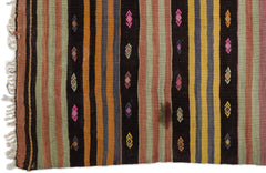 Girit Bej Çizgili Yün El Dokuma Halısı 166 x 376 Apex Unique