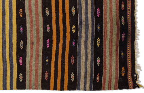 Girit Bej Çizgili Yün El Dokuma Halısı 166 x 376 Apex Unique