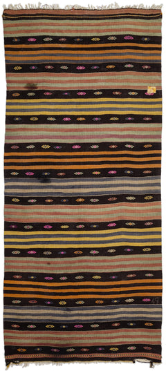 Girit Bej Çizgili Yün El Dokuma Halısı 166 x 376 Apex Unique