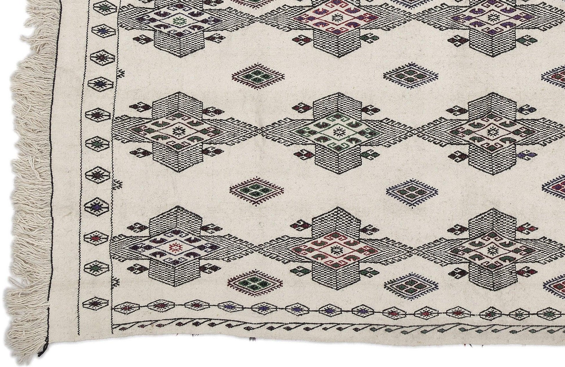 Bej Anadolu Bohem Geometrik Yün Halı 197x230 - Özel Seri