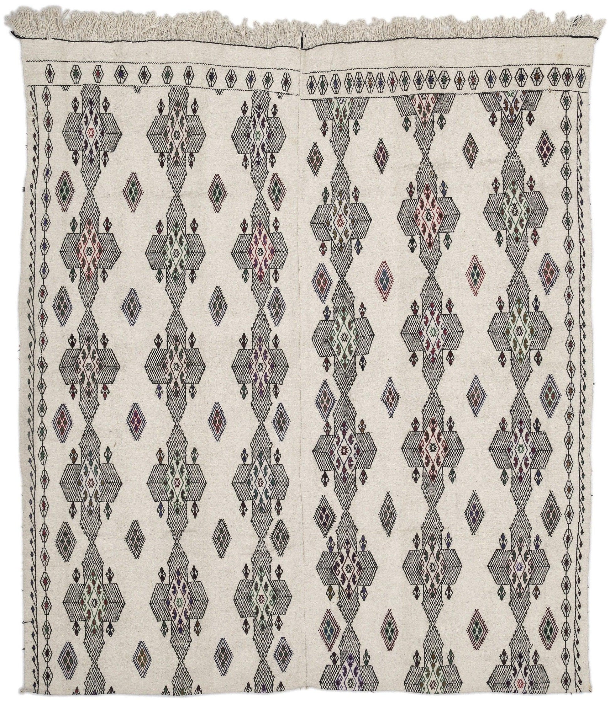 Bej Anadolu Bohem Geometrik Yün Halı 197x230 - Özel Seri