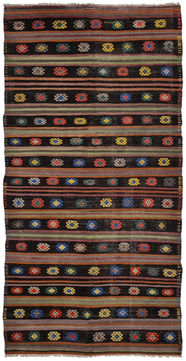 Bej Anadolu Bohem Geometrik Yün Halı 172x333 - Özel Seri