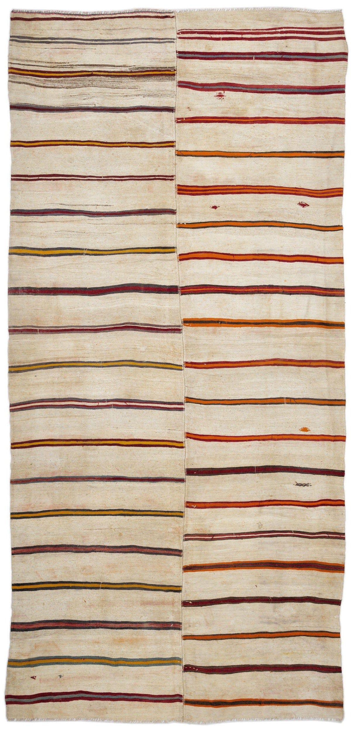 Girit Bej Çizgili Yün El Dokuma Halısı 200 x 425 Apex Unique