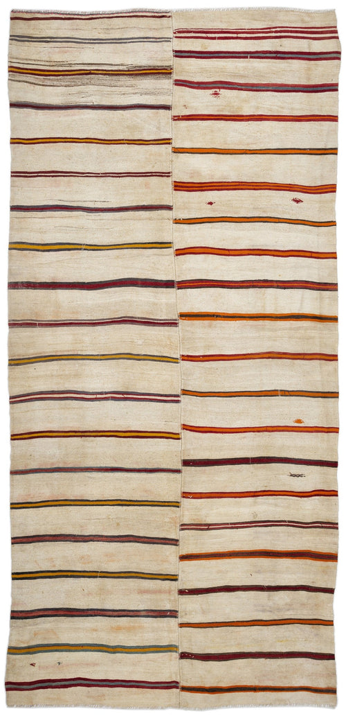 Girit Bej Çizgili Yün El Dokuma Halısı 200 x 425 Apex Unique