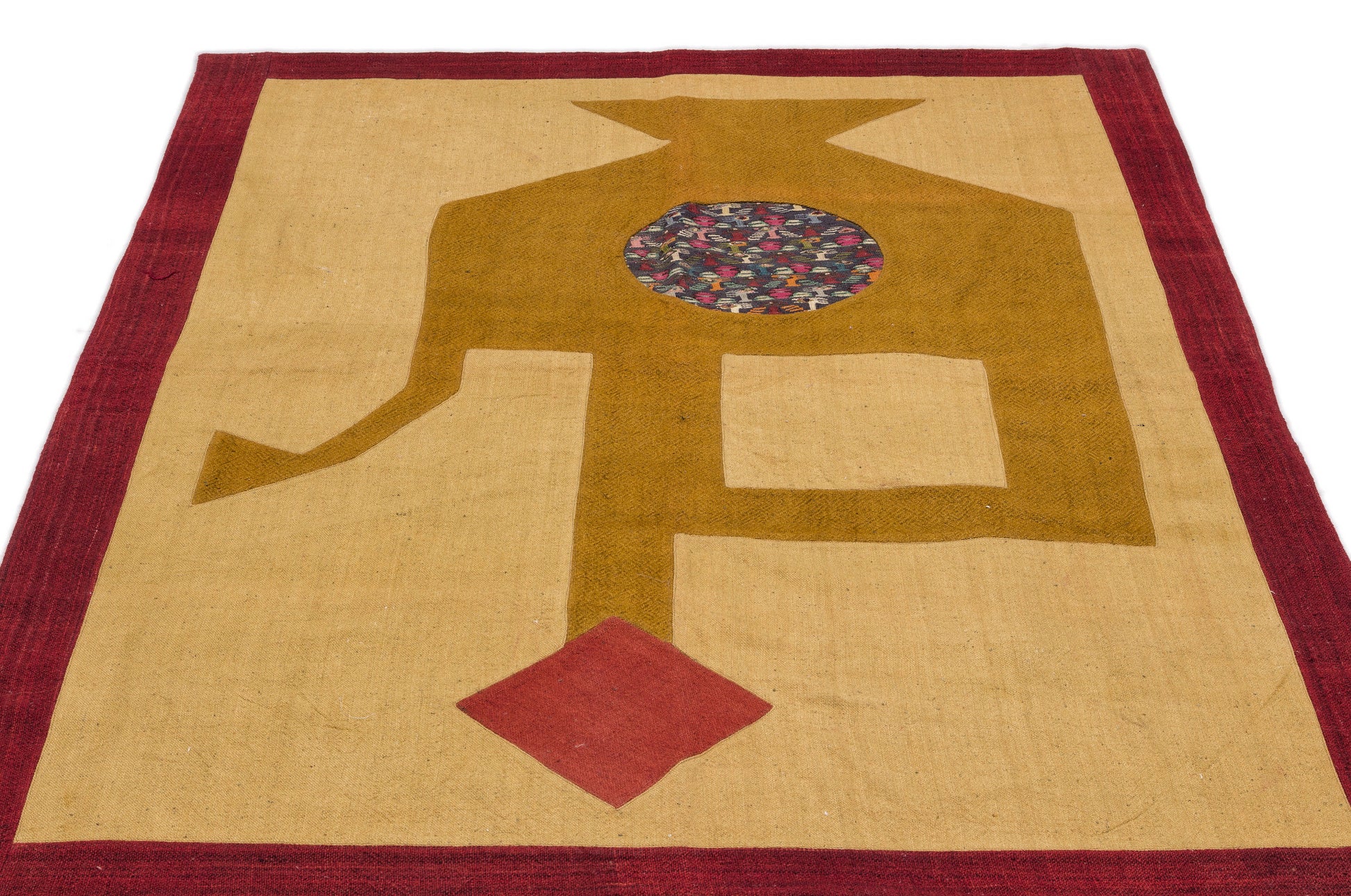 Teselya Sarı Patchwork Yün El Dokuma Halısı 134 x 194 Apex Unique