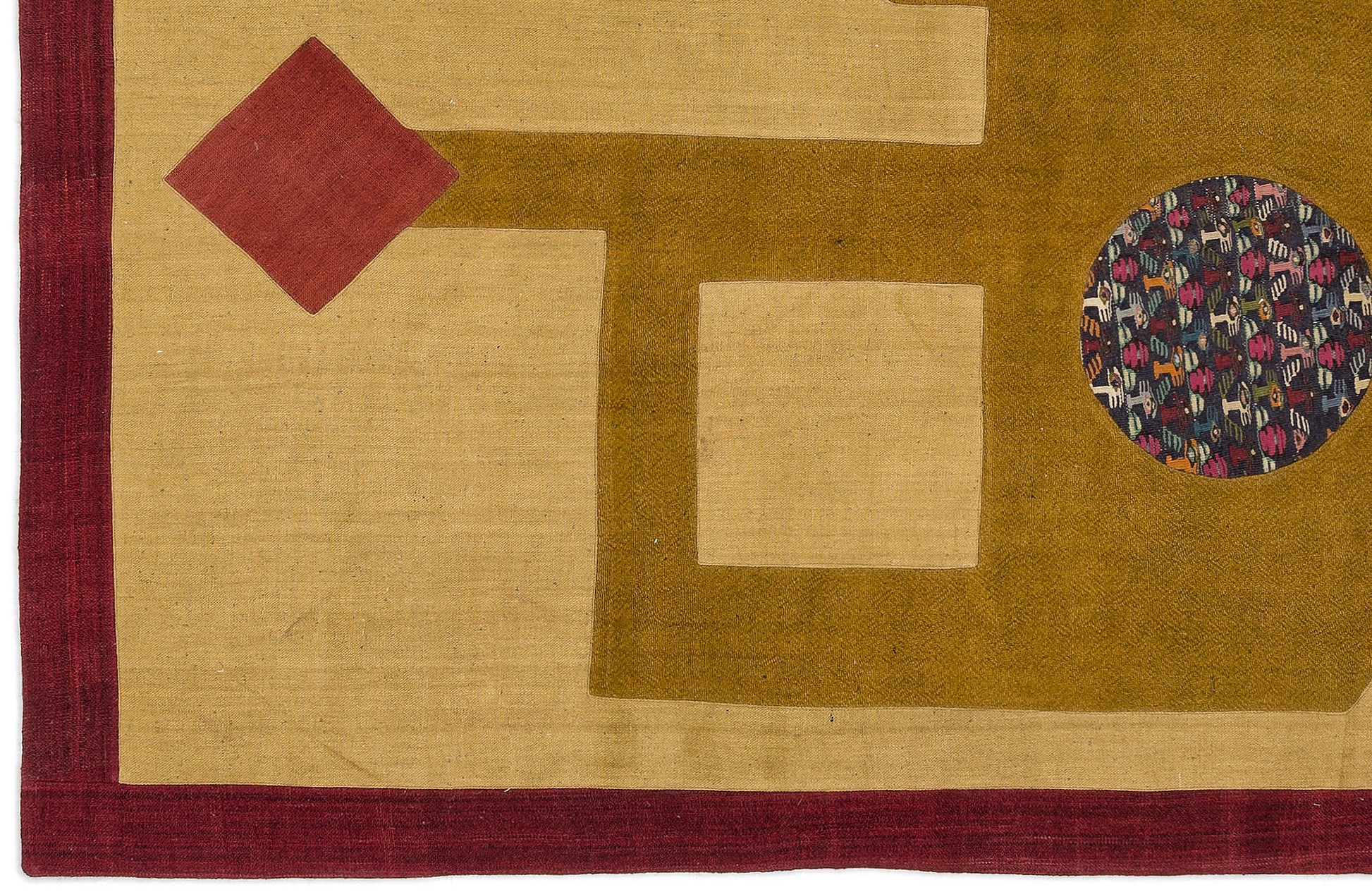 Teselya Sarı Patchwork Yün El Dokuma Halısı 134 x 194 Apex Unique