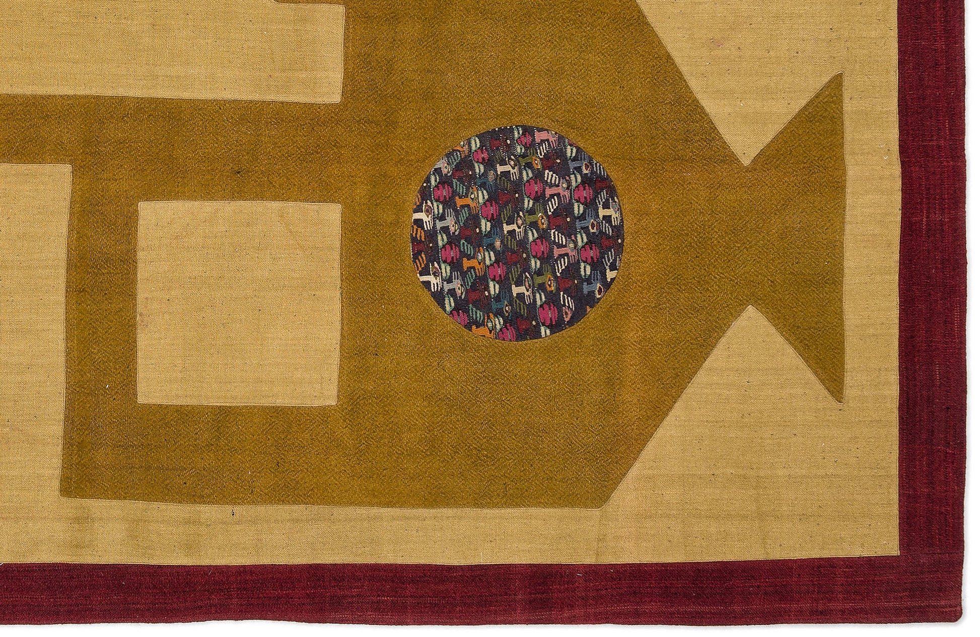 Teselya Sarı Patchwork Yün El Dokuma Halısı 134 x 194 Apex Unique