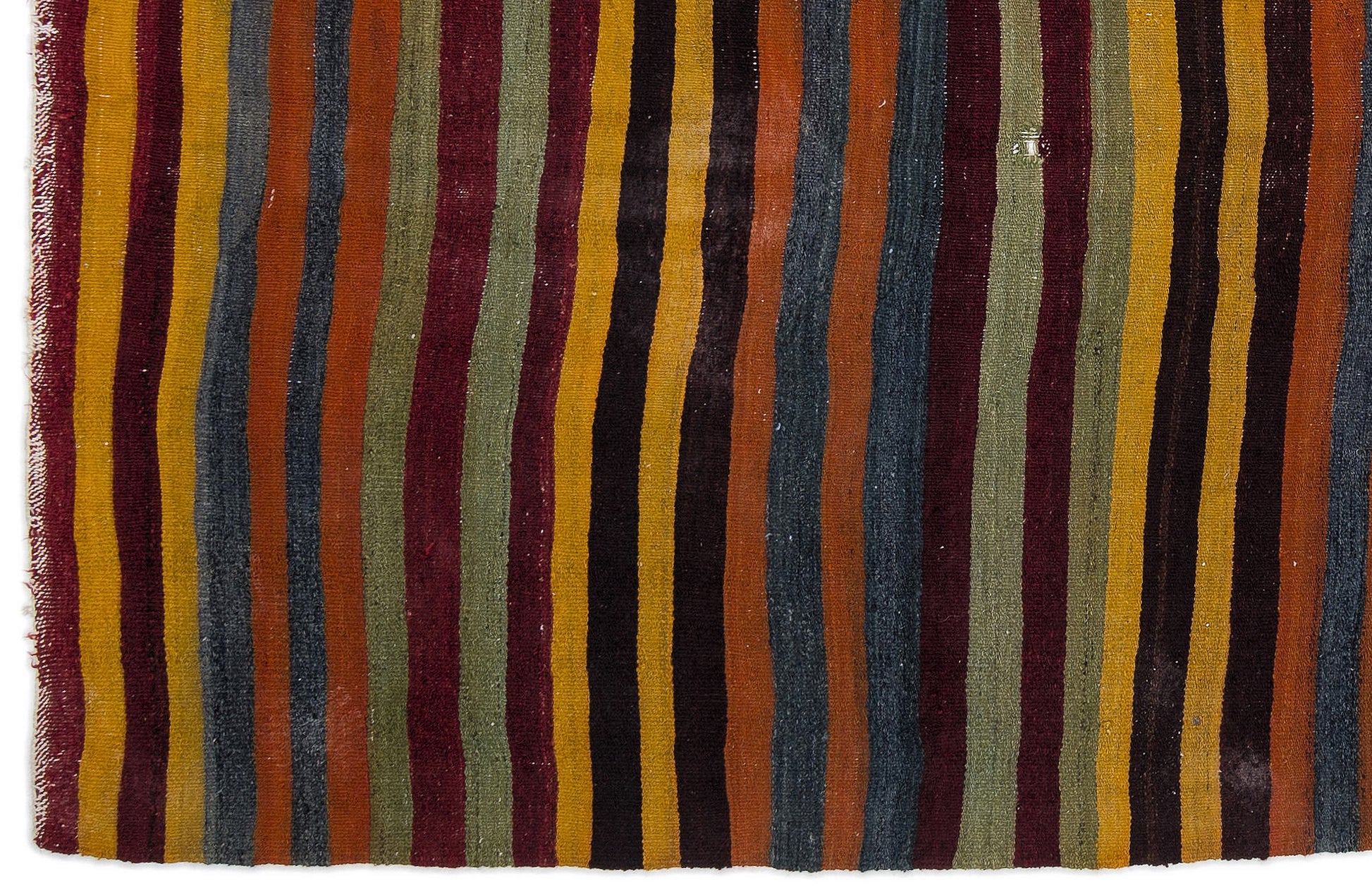 Girit Bej Çizgili Yün El Dokuma Halısı 166 x 326 Apex Unique