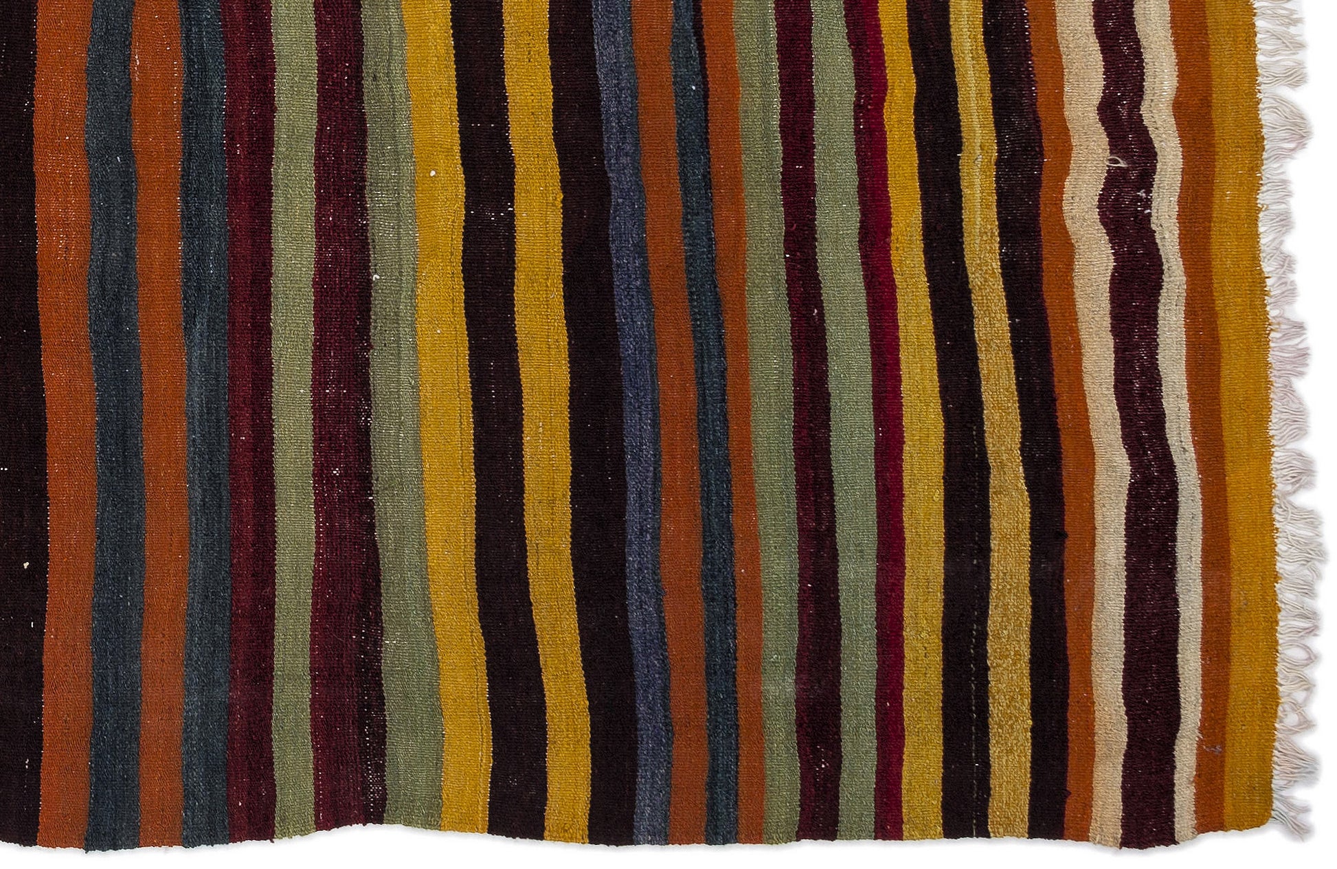 Girit Bej Çizgili Yün El Dokuma Halısı 166 x 326 Apex Unique