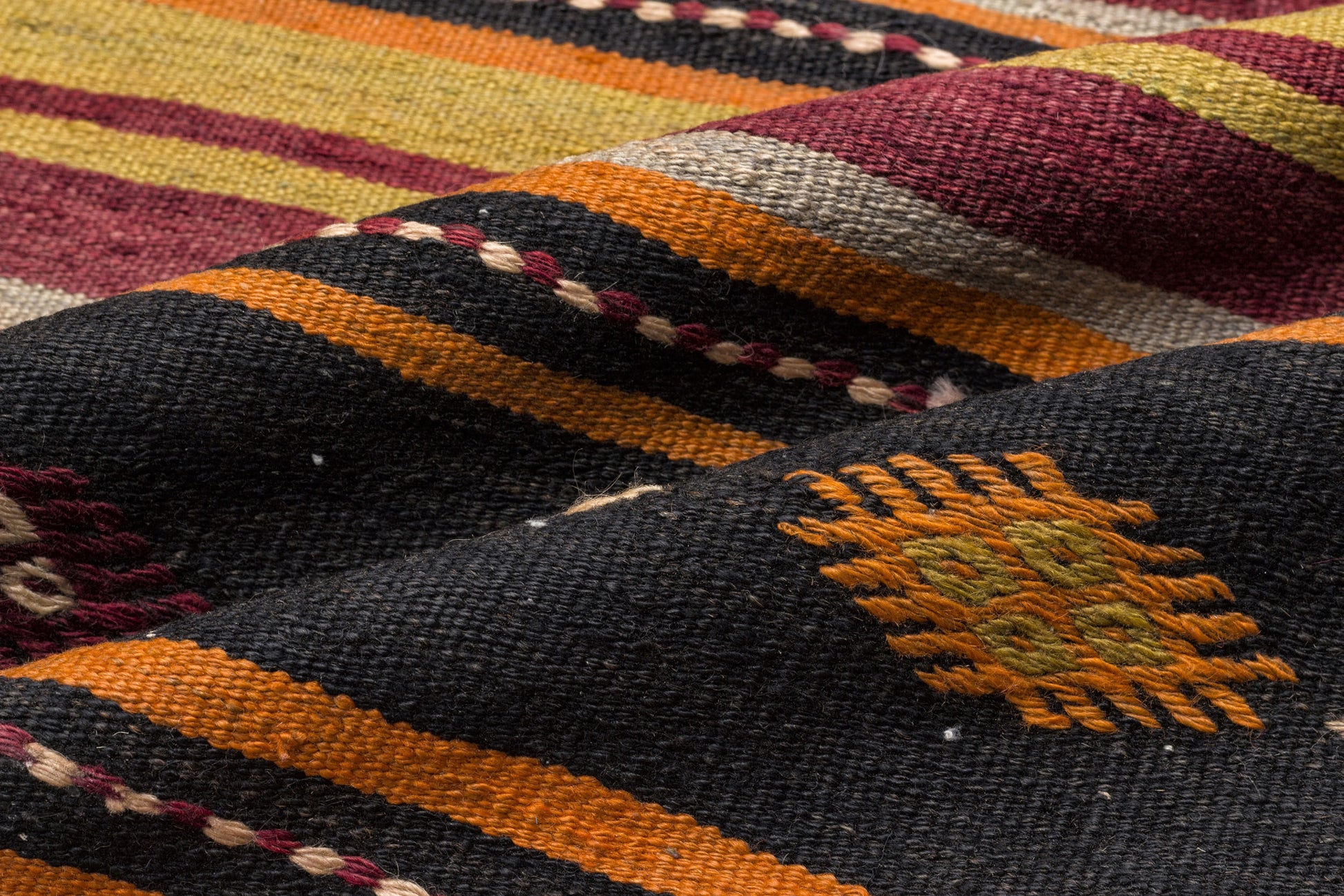 Girit Bej Çizgili Yün El Dokuma Halısı 189 x 345 Apex Unique