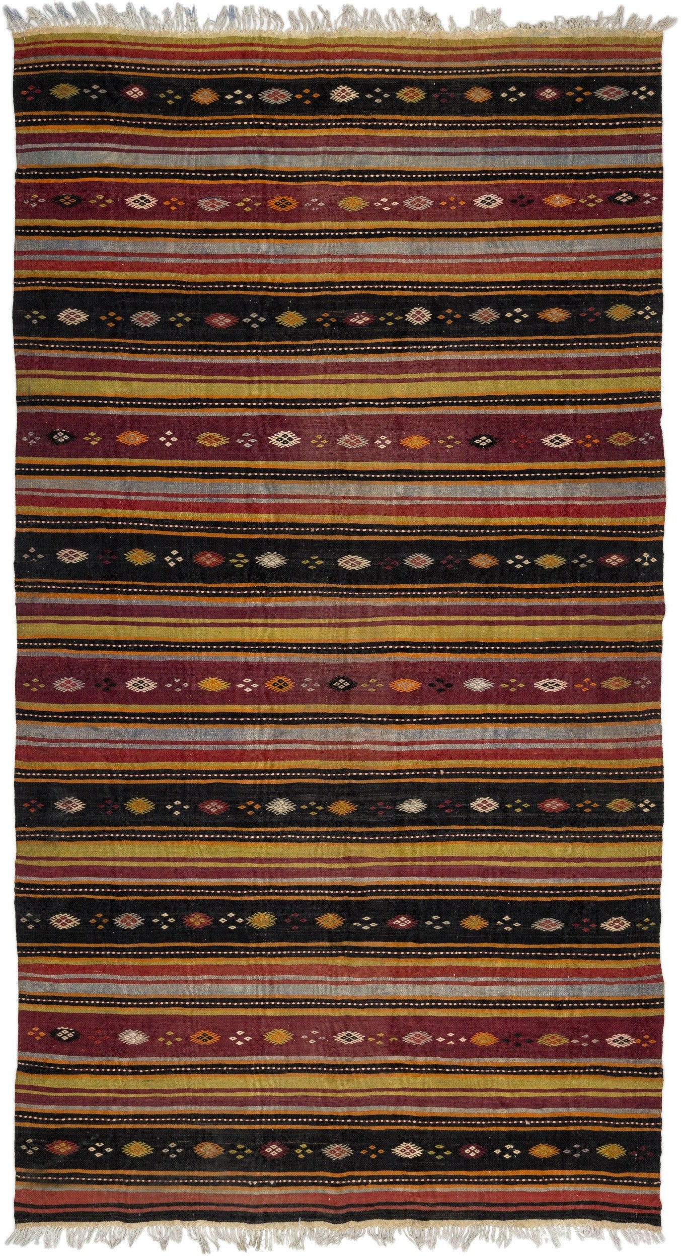 Girit Bej Çizgili Yün El Dokuma Halısı 189 x 345 Apex Unique