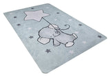 Light Blue Gray Figured Kids' Room Rug - Polyester Digital Print