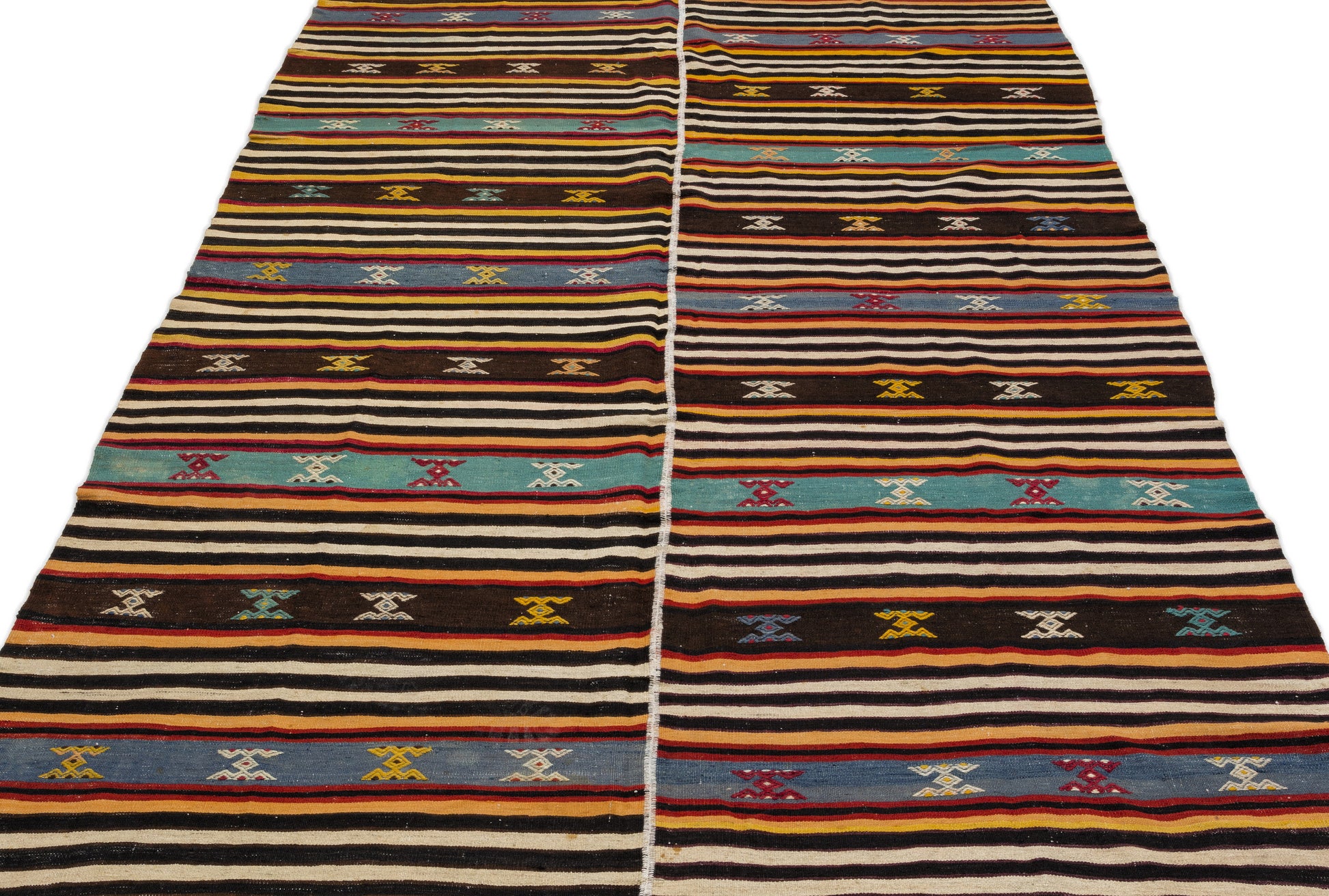 Girit Bej Çizgili Yün El Dokuma Halısı 170 x 310 Apex Unique