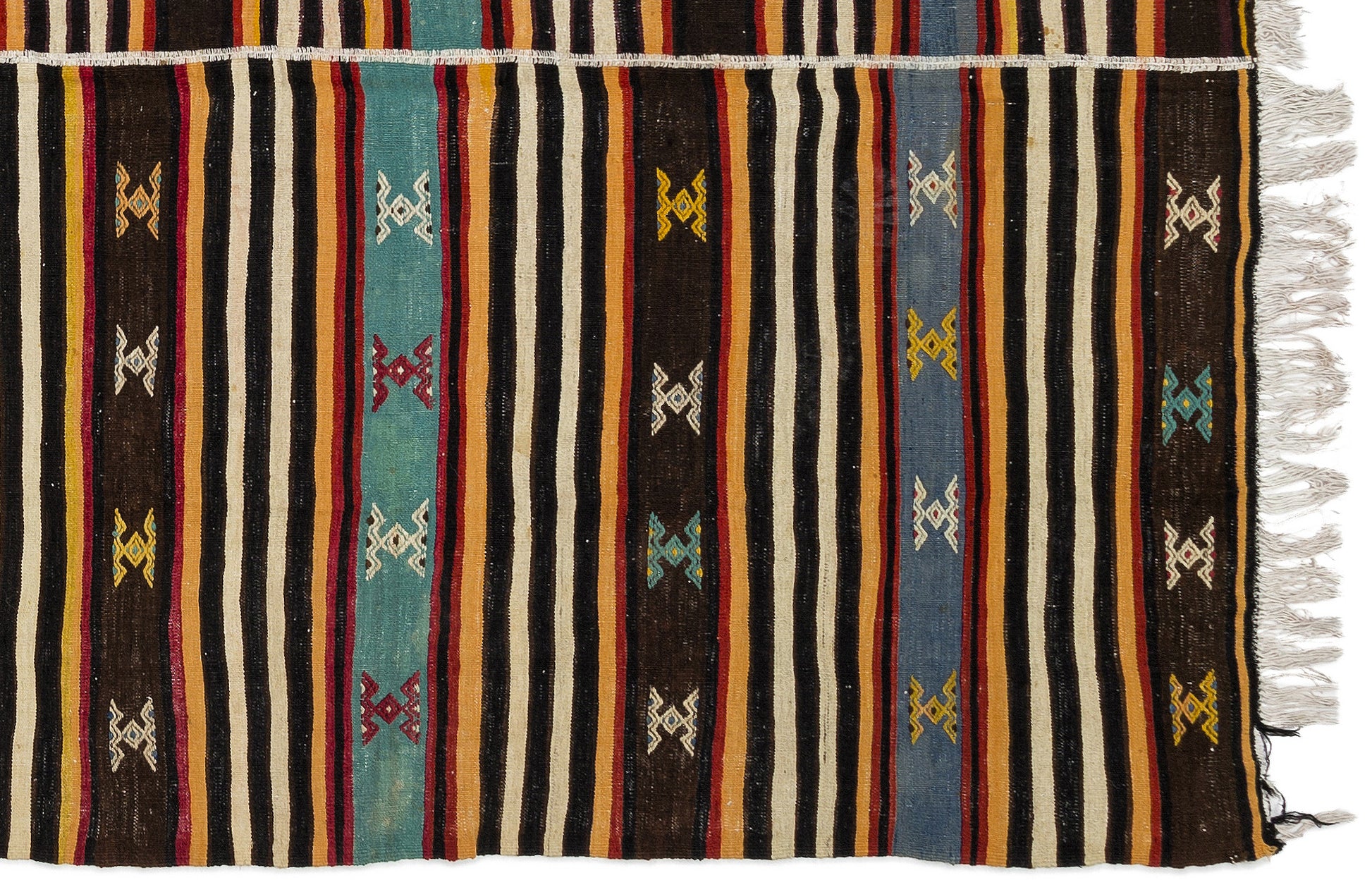 Girit Bej Çizgili Yün El Dokuma Halısı 170 x 310 Apex Unique