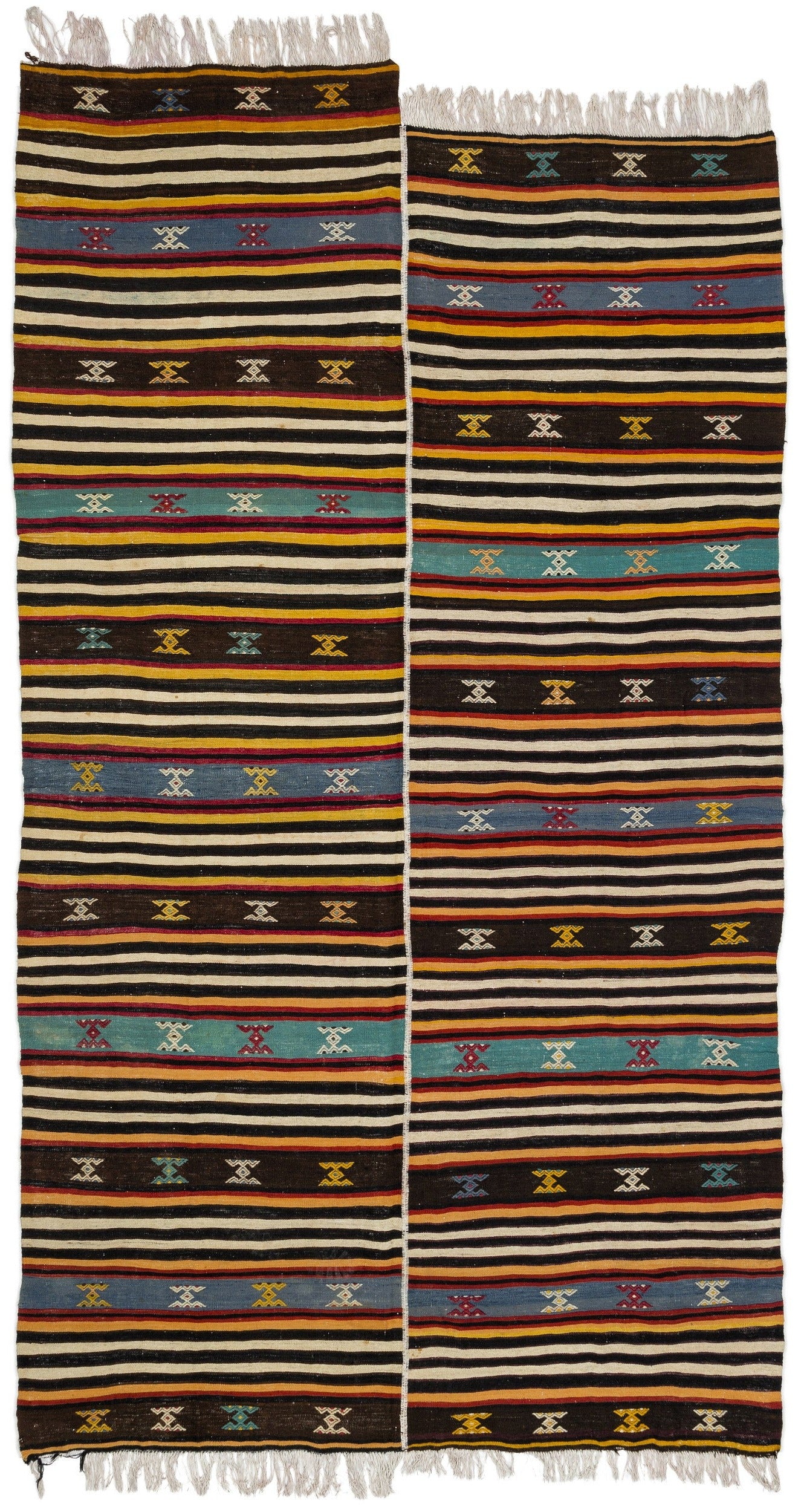 Girit Bej Çizgili Yün El Dokuma Halısı 170 x 310 Apex Unique