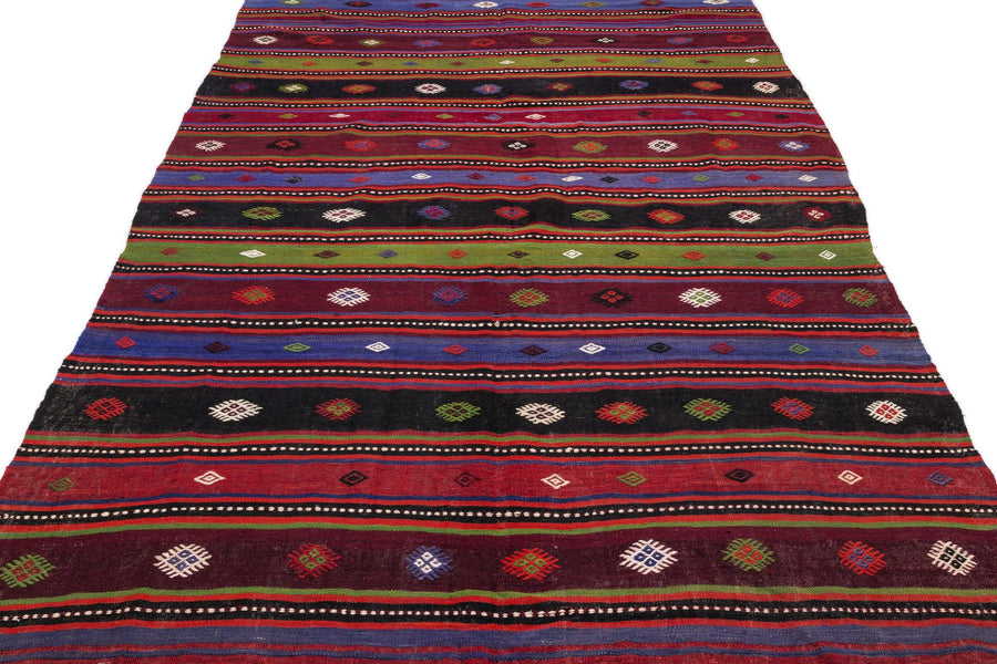 Bej Anadolu Bohem Geometrik Yün Halı 185x350 - Özel Seri