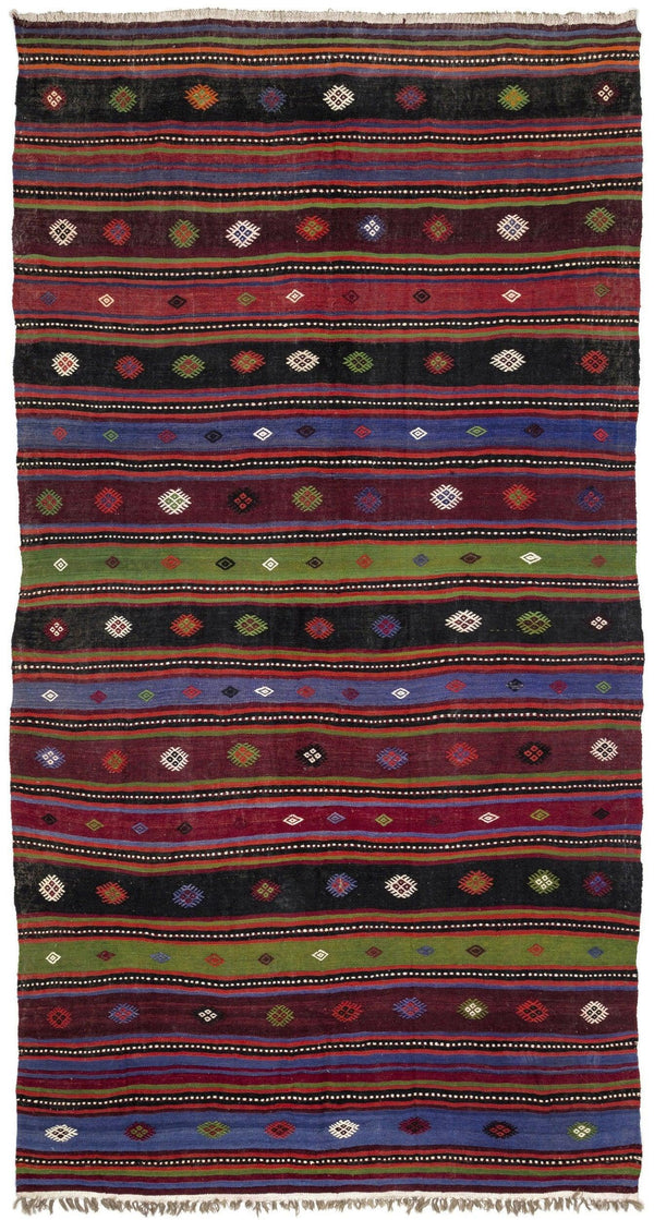 Bej Anadolu Bohem Geometrik Yün Halı 185x350 - Özel Seri