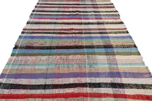 Girit Bej Çizgili Yün El Dokuma Halısı 165 x 311 Apex Unique