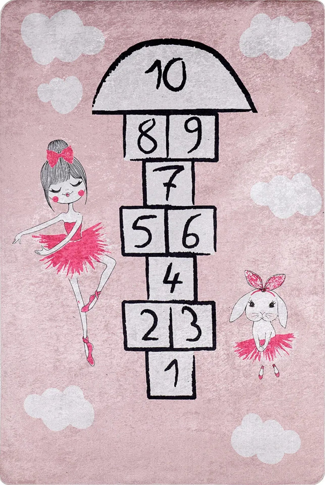 Teruel Pembe Figürlü Dijital Baskı Çocuk Odası Halısı Halınet