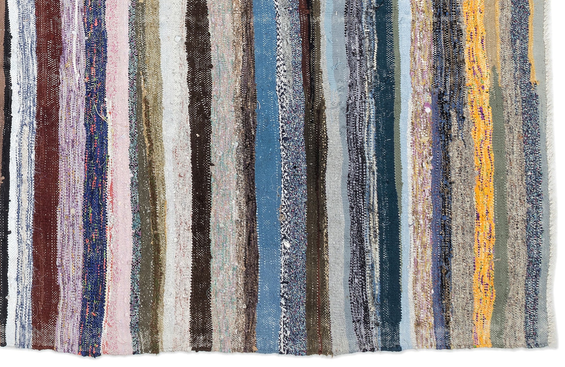 Girit Bej Çizgili Yün El Dokuma Halısı 194 x 335 Apex Unique