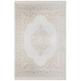 Cream Beige Classic Medallion Living Room Rug Floral - Acrylic Machine Woven