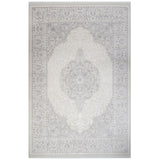 Light Gray Cream Classic Medallion Living Room Rug - Acrylic Machine Woven