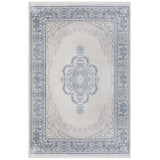 Cream Blue Classic Medallion Living Room Rug Floral - Acrylic Machine Woven
