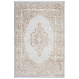 Cream Gold Classic Living Room Rug - Acrylic Machine Woven