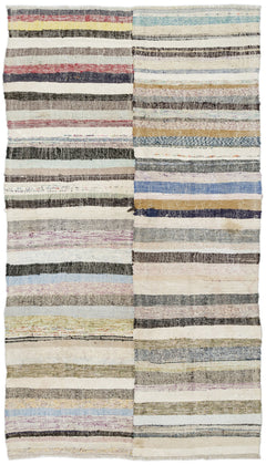 Girit Bej Çizgili Yün El Dokuma Halısı 158 x 285 Apex Unique