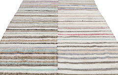Girit Bej Çizgili Yün El Dokuma Halısı 191 x 280 Apex Unique