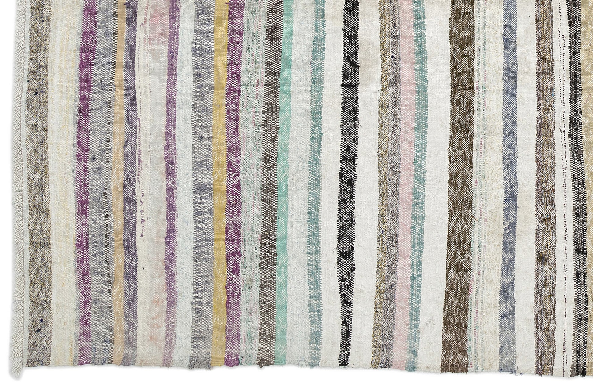 Girit Bej Çizgili Yün El Dokuma Halısı 191 x 280 Apex Unique