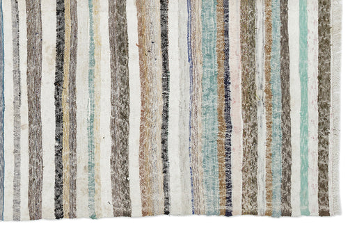 Girit Bej Çizgili Yün El Dokuma Halısı 191 x 280 Apex Unique