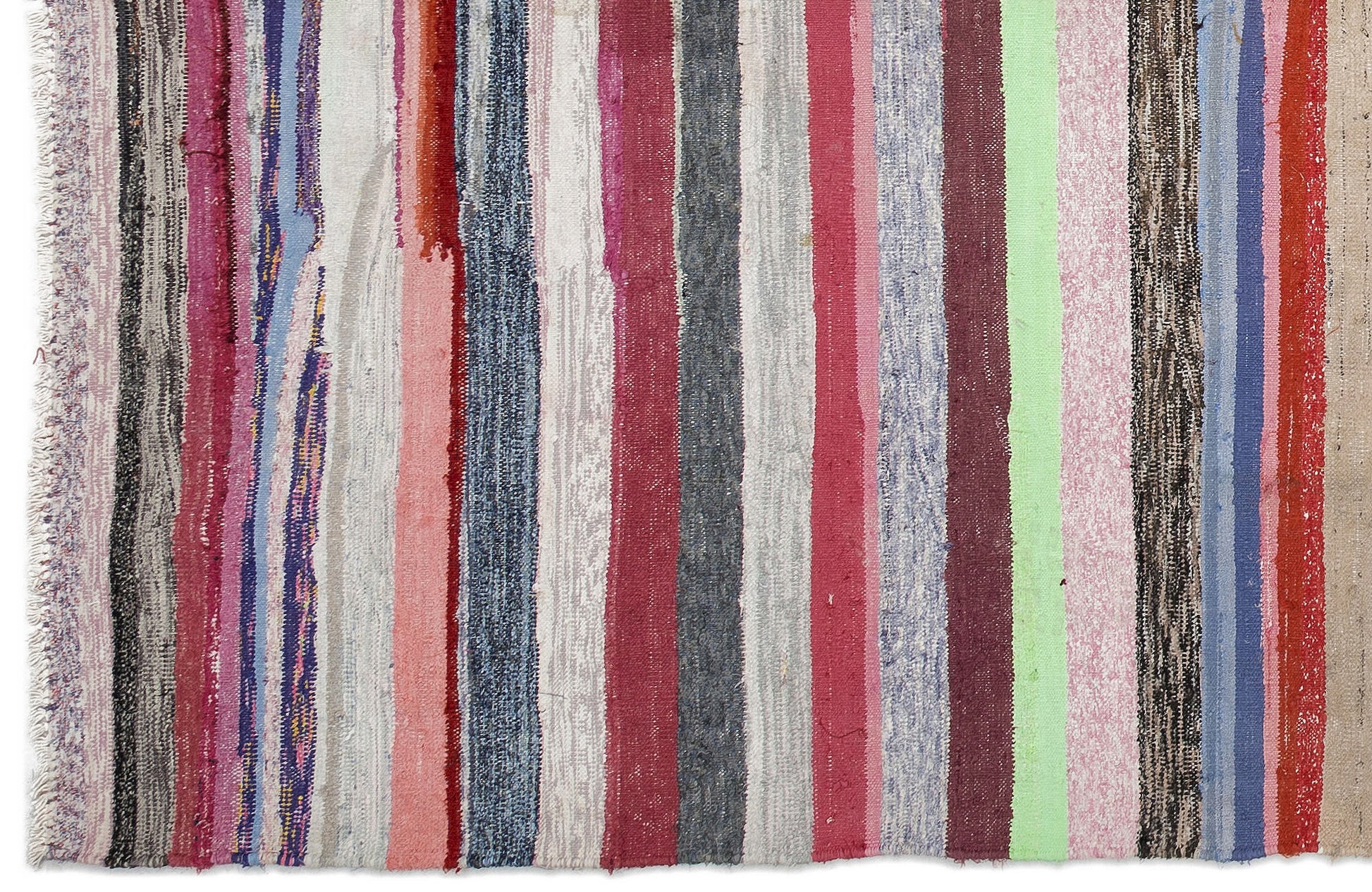 Girit Bej Çizgili Yün El Dokuma Halısı 178 x 360 Apex Unique