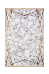 White Grey Modern Living Room Rug - Cotton