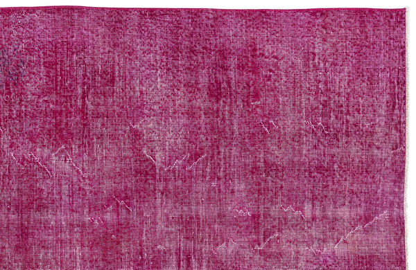 Pembe Isparta Eskitme Geometrik Yün Halı 159x257 - Özel Seri
