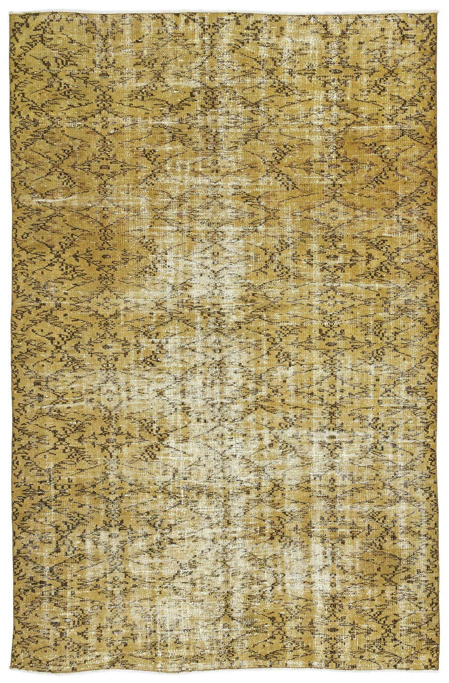 Sarı Geometrik Yün Halı 178x261
