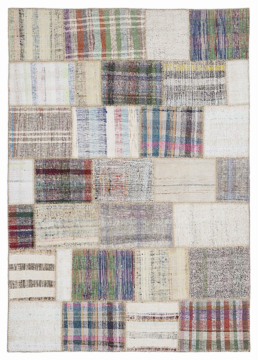 Bej Bohem Geometrik Yün Halı 160x230