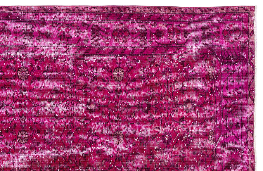 Çiçek Desenli Pembe Mor Eskitme Yün Halı 170x269 cm 10041 – Salon kullanımı