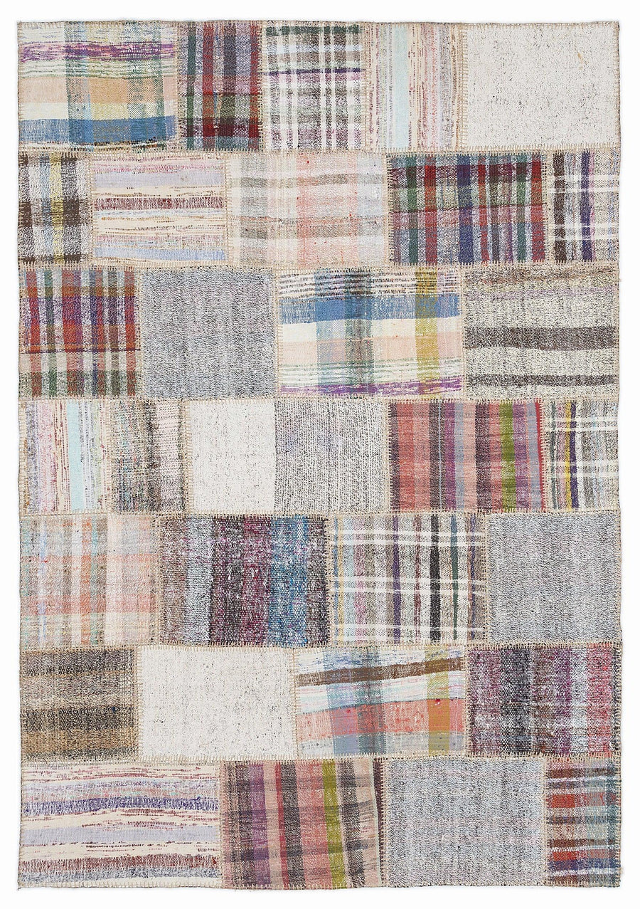Bej Bohem Geometrik Yün Halı 160x230